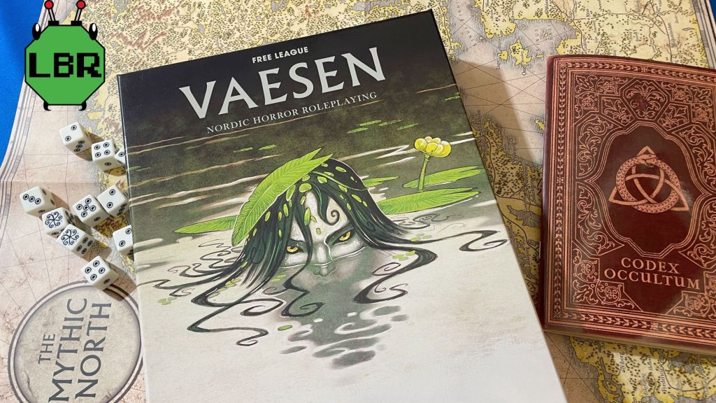Vaesen Starter Set Box And Codex And Dice On Map