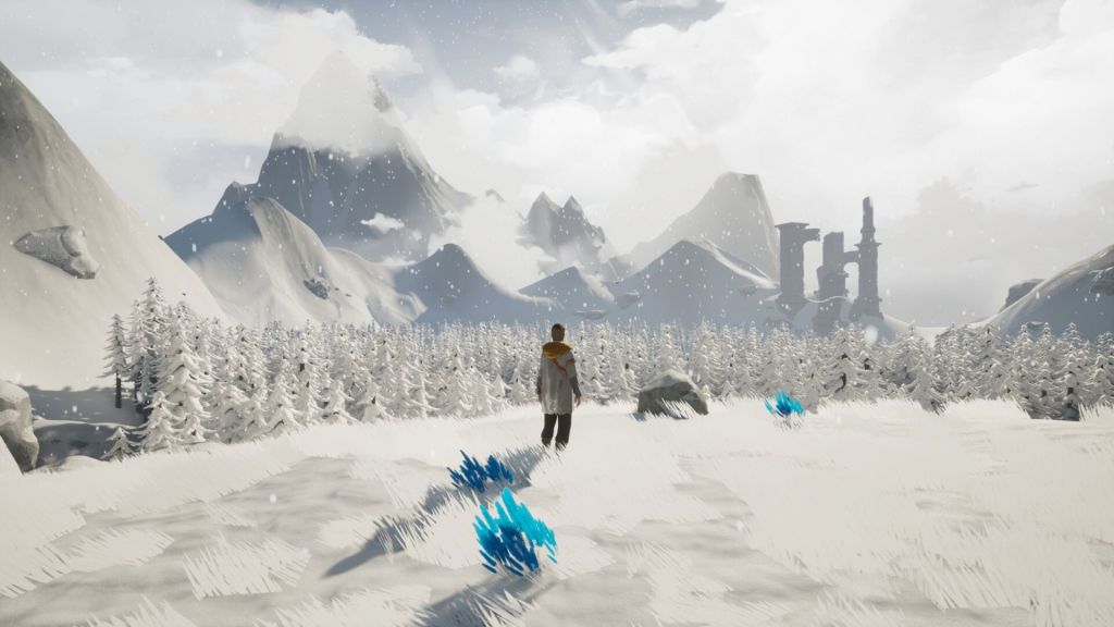 Kinsfolk Hero In Snowy Fields With Mountains In Distance