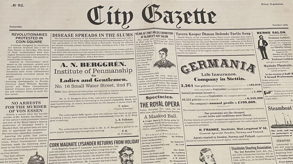 Vaesen City Of My Nightmares Gazette Newspaper Handout