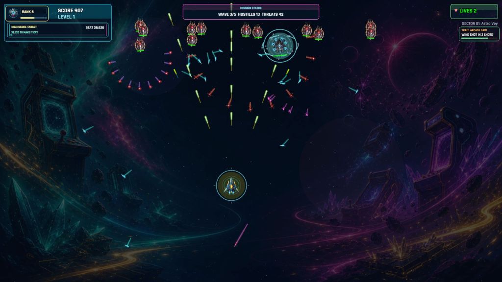 Nova Swarm Shooting At Variety Of Wave 3 Enemies